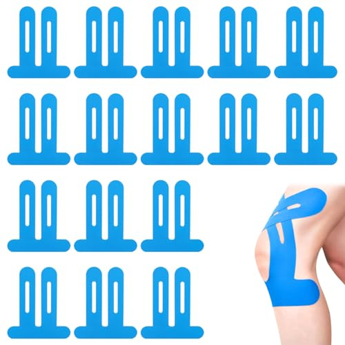16 PCS Tape de Kinesiologie pour Genou, bleu bande de kinésiologie étanche & élastique pour le sport, adaptées à la peau, élastiques pour Le Fitness, La Course à Pied et Le Cyclisme