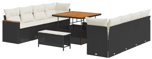 vidaXL Trädgårdsoffset 11 pcs Svart konstrotting, Trädgårds- och Terrassmöbler, Modern Rattansoffa, Utemöbler för Altan och Bakgård, Modulär Loungegrupp