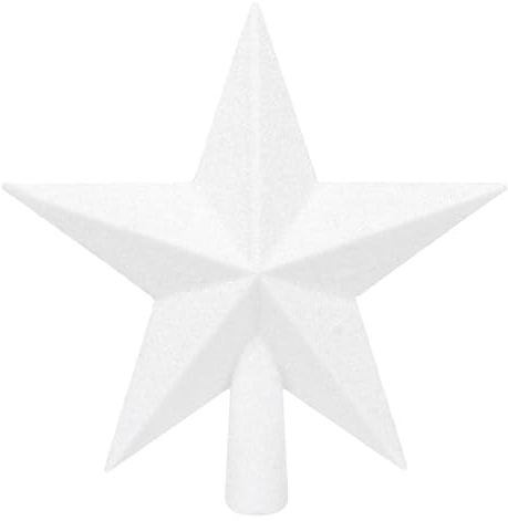 SULOLI Stern Weihnachtsbaum Spitze Weihnachtsbaum 3D Stern Topper für Weihnachtsdekoration mit Glitzer (weiß)