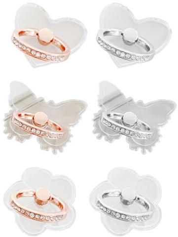 6 Piezas Transparente Anillo para Teléfono Móvil,Soporte de Dedo para Teléfono Celular 360° Rotación para Smartphone Tablet