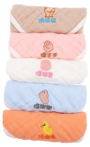 Toddmomy 5 Pièces Lot de Serviettes Coton pour Absorbantes et Lingettes Hygiène pour Serviettes de Toilette pour Accessoires pour Soins Infantiles