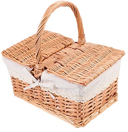 VICASKY Cestino Portaoggetti in Rattan con e Contenitore Portaoggetti Casa e Resistente e Portatile Dimensioni per Picnic e Decorazioni Esterne