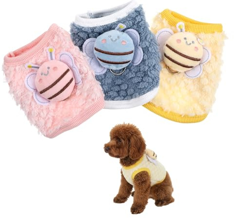 3 Pcs Kitten Clothes, Yorkie, Chihuahua Puppy Clothes, Colorful Teacup Dog Cat Vest with Bee Dolls, Soft Small Dog Sweater, Cute Puppy Jumper for Mini Newborn Dogs,Cat (XX-Small)