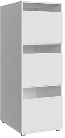 Forte WASHCAB 50, moderner Badezimmerschrank zur Aufbewahrung von Putz- und Waschutensilien, 3-türig, Badezimmer, Holzwerkstoff, Weiß, 50 cm breit x 143,3 cm hoch x 67,5 cm tief
