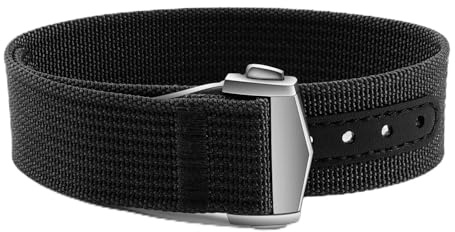 ULLCHRO Nylon Watch Strap 20mm 22mm Nylon Watch Band Replacement Single Pass Strap Breathable Military Watch Bands for Men Soft Elastic Watch Straps (22mm, Black)