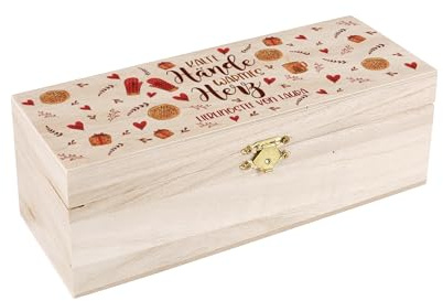Herz & Heim® Personalisierte Teebox aus Holz – 3 Fächer – Aufbewahrungsbox für Teebeutel – Motiv „Kalte Hände, warmes Herz“ – Winterdesign mit Wunschtext – Naturholz mit Metallverschluss