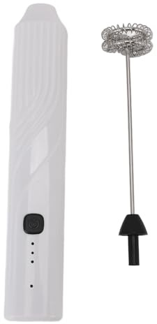 SUNGOOYUE Montalatte Elettrico in Acciaio Inossidabile, Schiuma di Latte Senza Sforzo, Frusta a Mano, Miscelatore per Bevande, Montalatte per Caffè, Bevande, Gelato, Facile Manutenzione (WHITE)