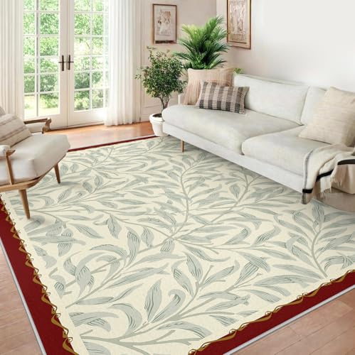 LANDERSION Tappeto lavabile in stile moderno, soggiorno carino, tappeto, design delle foglie di salice, tappeti antiscivoli per appartamento da letto, 80x150cm