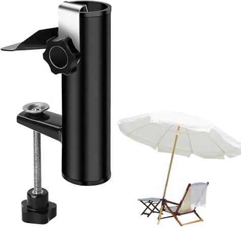 mizikuu Support de Parasol pour Balcon, Support de Parasol pour Balustrade Rectangulaire en Métal Clip Fixe pour Parasol Plage Pêche Terrasse Balcon Noir