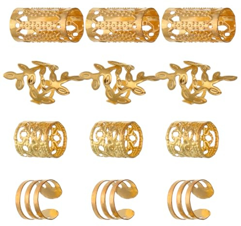 40 Stück Haarschmuck für Dreadlocks aus Legierung, Gold | Selbstgemacht Design, Vielseitig für Partys und Hochzeiten, für Frauen und Männer