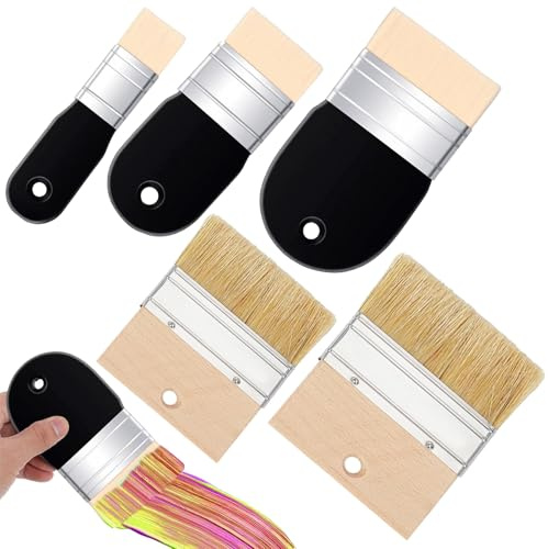 pclapora Flachpinsel 5 Stück Pinsel Set Flacher Paddelpinsel Schwarz | Künstlerpinsel Flächenpinsel Pinsel Flachpinsel Set für Aquarell, Gouache, Acryl,Öl Auf Leinwand und Malgrund