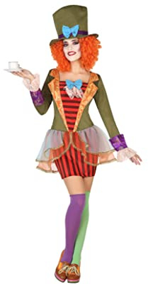 Atosa | Disfraz Sombrerera Loca Mujer | Incluye Vestido Original con Sombrero Alto | Disfraz de Alicia en el País de las Maravillas | Para Fiesta Temática, Carnaval | Personaje Icónico | M-L