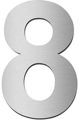 MOCAVI HS10 numéro de rue en acier inoxydable adhésif, hauteur: 5,5-7,5 cm, signalétique numéro de maison design, numéro de porte moderne en inox, Hausnummer:Ziffer 8