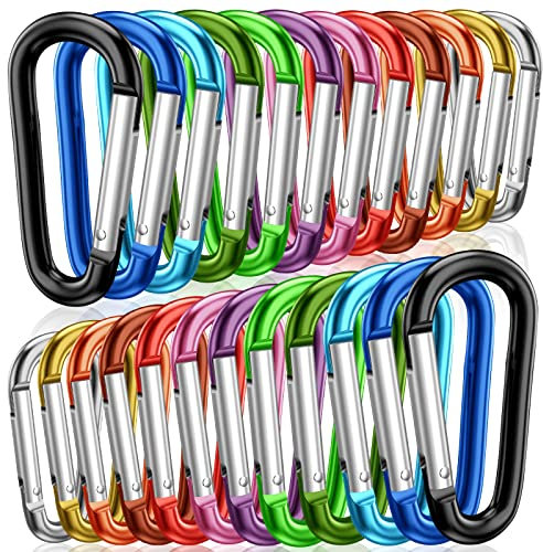 STURME 24 Stück Karabiner klein Mini Karabinerhaken Aluminium Feder Link Schlüsselkette Langlebig Verbessert für Camping, Angeln, Wandern oder Reisen 51mm
