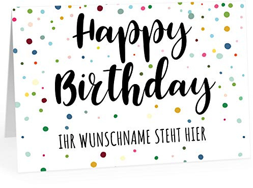 XXL Geburtstagskarte (A4) | PERSONALISIERT | Buntes Konfetti | mit Umschlag | Glückwunsch zum Geburtstag | Klappkarte mit Ihrem Wunsch-Text | personalisierte Grußkarte | Maxikarte extra groß