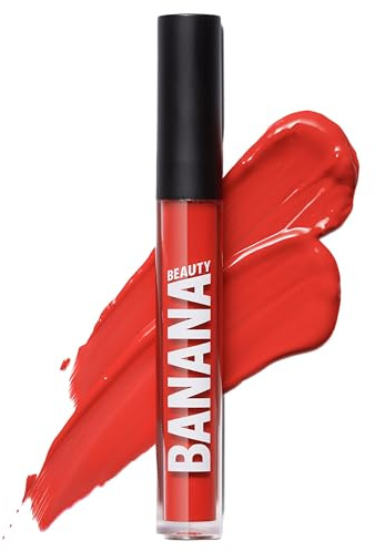 Banana Beauty Semi Matte Liquid Lipstick mit 10h Halt (Oh Baby! / knalliges Rot) – Lippenstift matt für volle Lippen – Schutz vor Austrocknen & intensives Volumen