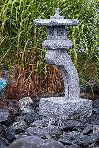 IDYL Granit stenlykta ranki | frostsäker | storlek 95 cm | grå | handgjord | japansk trädgårdsdekoration | dammbelysning, vägbelysning | för belysning | 83 kg