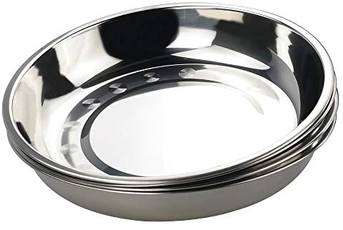Hommp 4-Pack 10 INCHES Stainless Steel Round Plate/Camping Metal Dinner Plates