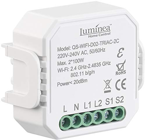 Luminea Home Control Smart-Schalter Alexa: WLAN-Unterputz-2-Kanal-Lichtschalter & -Dimmer, App, Sprachsteuerung (WLANschalter dimmbar, Smart-WiFi-Switch Alexa, Deckenventilator)