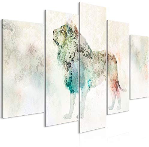 murando - Wandbilder XXL Tier 200x100cm 5 tlg - Wand Deko Leinwand Bilder Groß Wanddeko Wohnzimmer Schlafzimmer Kunstdrucke - Löwe Abstrakt wie gemalt g-C-0262-b-m