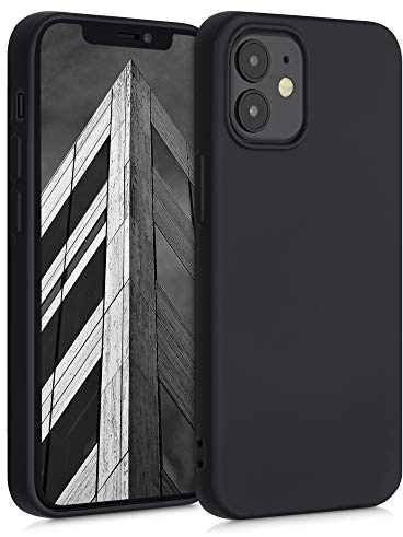 kwmobile Hülle kompatibel mit Apple iPhone 12 mini Hülle - gummierte TPU Silikon Handyhülle - Schutzhülle für kabelloses Laden - Case in Schwarz matt