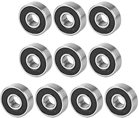 608-2RS Ball Bearing Double Rubber Sealed Miniature Deep Groove Ball Bearings for Skateboards, Inline Skates Scooters 10Pack