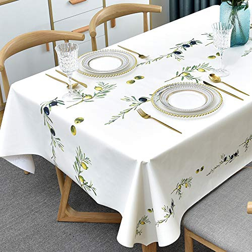 Plenmor Wachstuchtischdecke Plastik Tischdecke Wetterfest 137 x 185 cm, Wachstischdecke Table Cloth Waterproof Wachstuch Tischdecke Kunststoff für Küchen, Party, PVC Tischdecke Outdoor (Oliven)