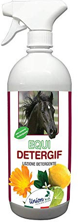 Pulizia Del Cavallo Lozione Detergente Equitazione - Union Bio® Equidetergif 1 Litro Made in Italy - Agrumata Senza Risciacquo Ricca Di Estratti Vegetali Sinergici Tra Cui La Calendula E Limone