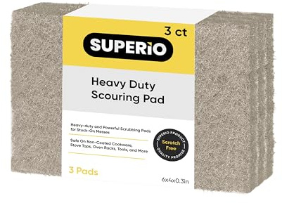 Natural scouring Pad Non-Scratching Natural Sisal Plant Based Scrubber Non-Scratch Cleaning Scrub Pads, Eco-Friendly Reusable Kitchen Scrubbing Pad Pack of 3, By Superio