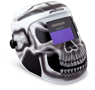 Jackson Safety Premium Auto Darkening Welding Helmet Mask with 3/10 Shade Range, 1/1/1/1 Optical Clarity, 1/30,000 response time, 370 Speed Dial Headgear, Gray Matter, Black/Grey/White Plaid, 47102