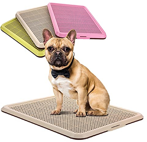 BANU Puppy Pee Pad Holder Indoor Outdoor Dog Potty Toilet Training Tray 20 x 16 for Small and Medium Dogs (Ivory)