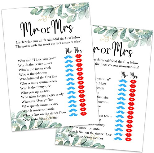Brautparty-Spiel, Herr oder Frau Spielkarten, Raten Sie, wer die Braut oder den Bräutigam Spiel für Hochzeit, 30 Hochzeitsdusche, wer kennt die Braut und den Bräutigam, lustige Aktivitätenspiel
