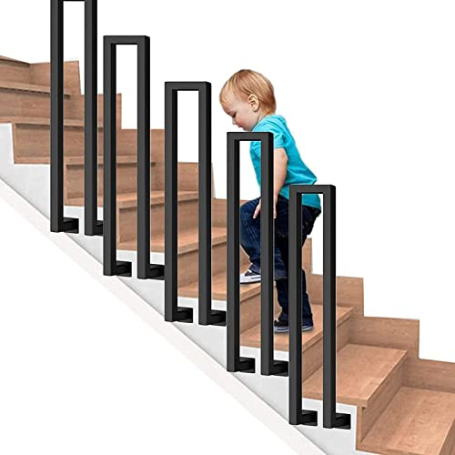 Handlauf MAZHONG U-förmiger Treppenhandlauf Nordische Moderne Seitlich Angebrachtes Schmiedeeisernes Treppengeländer für Drinnen, Draußen, Villa, Korridor Anti-Rutsch-Ziergeländer Sch(Size:95CM)