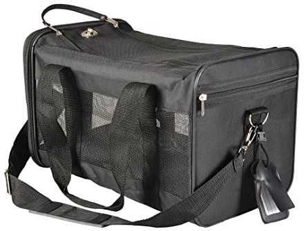 duvoplus, Reisetasche Nylon M – 50 x 27 x 29 cm – max. 7 kg, Schwarz, Transport, Schwarz, Hund