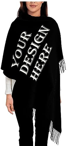 LucBuy Personalisierte Schals mit Foto Text, Kundenspezifische Kaschmir-Schalverpackungen,Weiche Maßgeschneiderte Große Tücher für Damen und Herren,Winterwarm Schal Stahl Decke Kap Geschenke