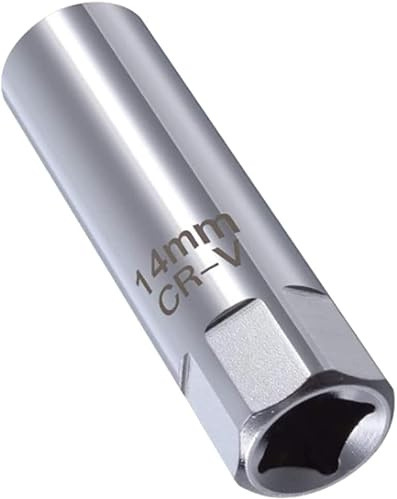 14 mm Zündkerzenstecknuss, 12-Punkt-Dünnwand-Zündkerzenentfernungswerkzeug, 3/8-Zoll-Antrieb, dünnwandiges magnetisches Entfernungswerkzeug, Automobil-Zündkerzenschlüssel, Motorwerkzeuge und