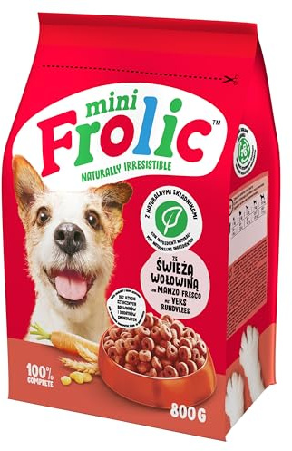 Frolic Mini-Leckerlis für Hunde, Rindergeschmack, Trockenfutter, 5 Beutel à 800 g