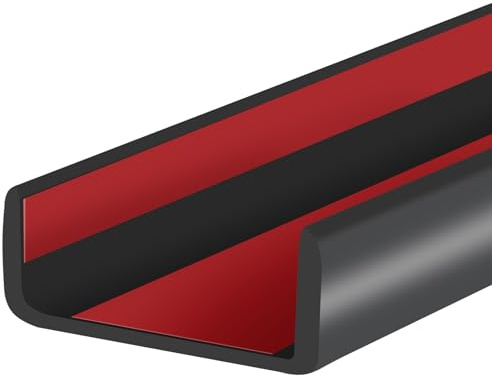 Rubber Edge Trim, U Shaped Self-Adhesive Flexible Edge Protector for Shelves, Door Weather Stripping, EPDM Material, Size 38mm, Fit 36-39mm Thick Edge, Black