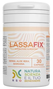 Lassafix Integratore Alimentare - Regolatore Intestino - Trattamento della Stipsi - Supporta la Salute Intestinale - Confezione da 30 Capsule - Con Bardana e Aloe Vera - 100% Naturale