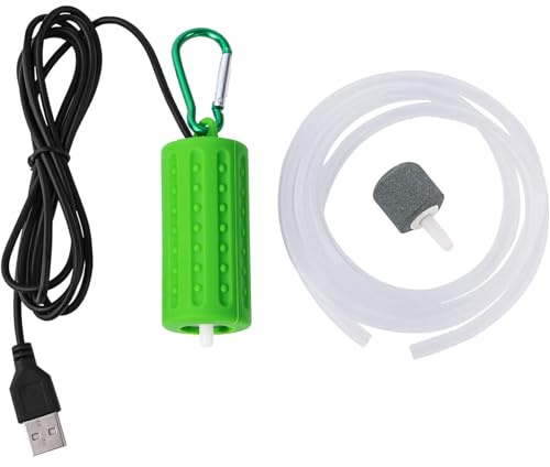 Useekoo USB-akvarieluftpump, ultratålig och tyst USB Nano luftpump, liten luftbubbla för akvarium akvarium akvarium med luftsten och silikonrör – grön