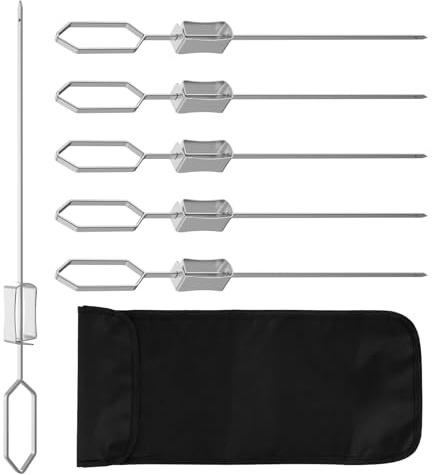 Deuson Pinchos de barbacoa de acero inoxidable, seguro e higiénico, buena conductividad térmica, pinchos de barbacoa fáciles de limpiar, herramientas de kebab