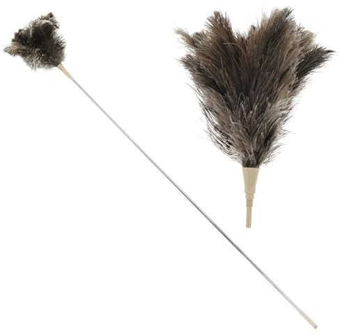 Plumero de plumas extensible con cabezal de repuesto, ventilador de mano con mango de 29 a 83 pulgadas de largo, plumero retráctil de plumas de avestruz para ventiladores de techo alto, luces
