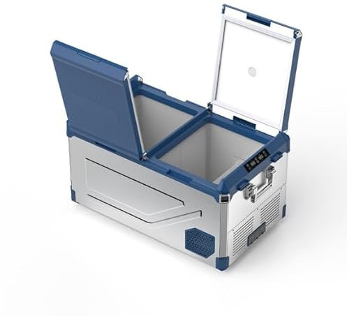 AAOBOSI Kompressor Kühlbox 75L | Starke Kühlleistung bis -20℃ | Dual-Zone für Auto & Camping | Edelstahl & Aluminium Design