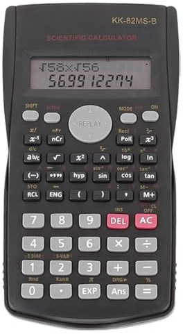 KK-82MS-B/KK-82MS-D Calculatrice scientifique portative pour ingénierie avec clavier inscriptible facile à régler 4,4 pouces LCD, calculatrice portable portable pour bureau, école (Noir)