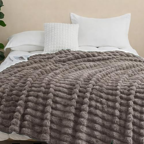 CALIYO Kuscheldecke Flauschig Decke Wohndecke Warme Cord-Fleece Wolldecke Dicke Sofadecke Couchdecke für Schlafzimmer Couch 200 x 230 cm,Grau