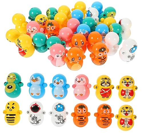 HANABASS 60pezzi Mini Giocattoli Tumbler Animali Di Mini Giocattoli Oscillanti Per Bomboniere Festa Di Compleanno Riempitivo Regalo Decorazioni Scrivania Colore Casuale