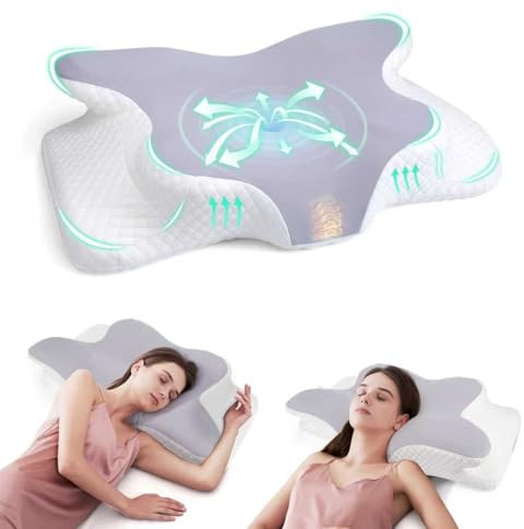 DEUKNICE Memory Foam Pillow, Orthopedic Cervical Pillow, Head Support Cushion, Ergonomic for Side Sleeper, Superior Comfort for Neck Shoulder Pain Sleeping Gray