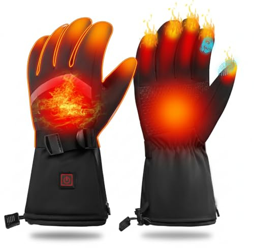 Moteoza Guanti Riscaldati Uomo e Donna per Moto e Sci, Guanti Termici Elettrici con Batteria 3000mAh, Touchscreen, Impermeabili per Ciclismo, Pesca, Trekking