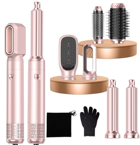 MogaWave pro Air styler 6 in 1 Hairstyler set Airbrush Haarstyler mit Warmluftbürste, Föhnbürste, Rundbürstenföhn Haartrockner Lockenstab, Air Styler zum Styling, Volumisieren, Locken und Glätten