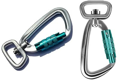Karabinerhaken mit Drehgelenk aus Luftfahrt-Aluminium 400 kg Belastbar Rostfrei und Ultraleicht 360° Rotierender Sicherheitskarabiner für Hundeleine, Bergsteigen,Outdoor, Schlüsselanhänger